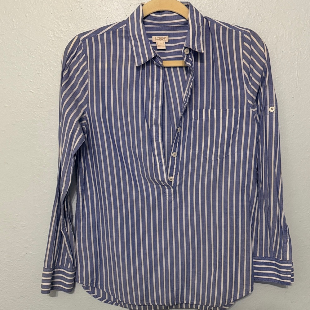 J. Crew Navy and White Striped Shirt